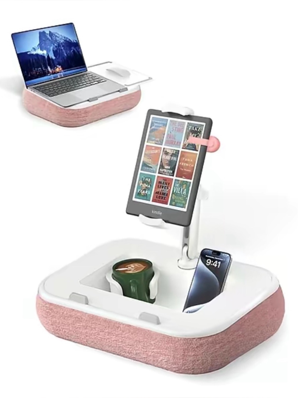 Universal Pink Tablet & Laptop Lap Desk with Phone/Tablet Stand
